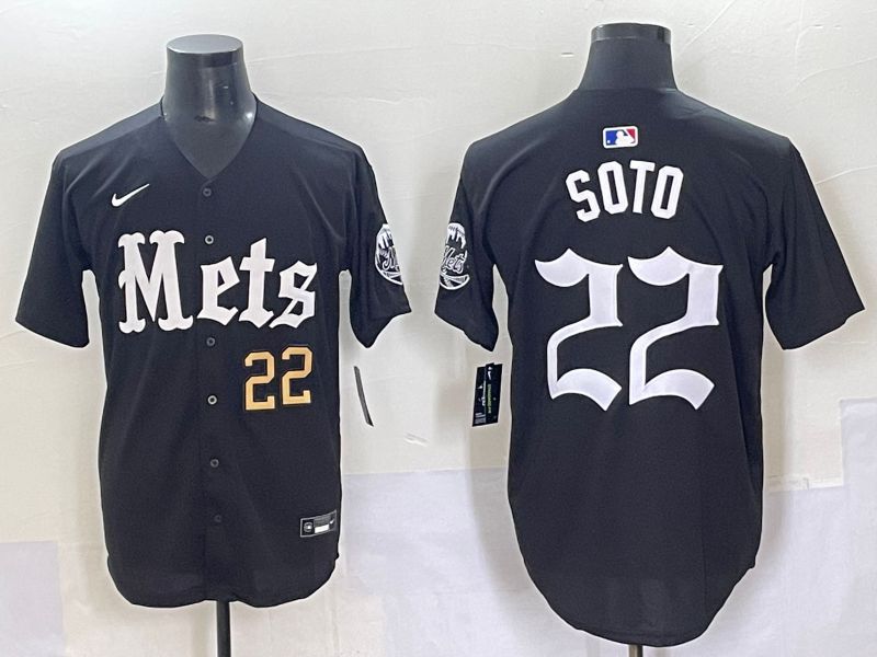 Men 2025 New York Mets 22 Soto Black Five generations Joint Name Nike MLB Jersey style 4